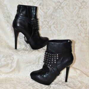 Michael Kors Blacks Leather Studded Stiletto Boots Size 7